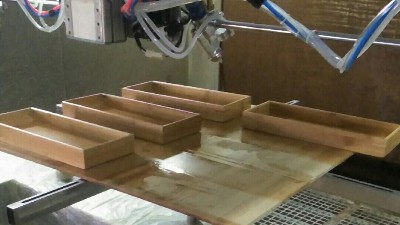 木盒四工位六轴工字盘往复联动喷涂设备
